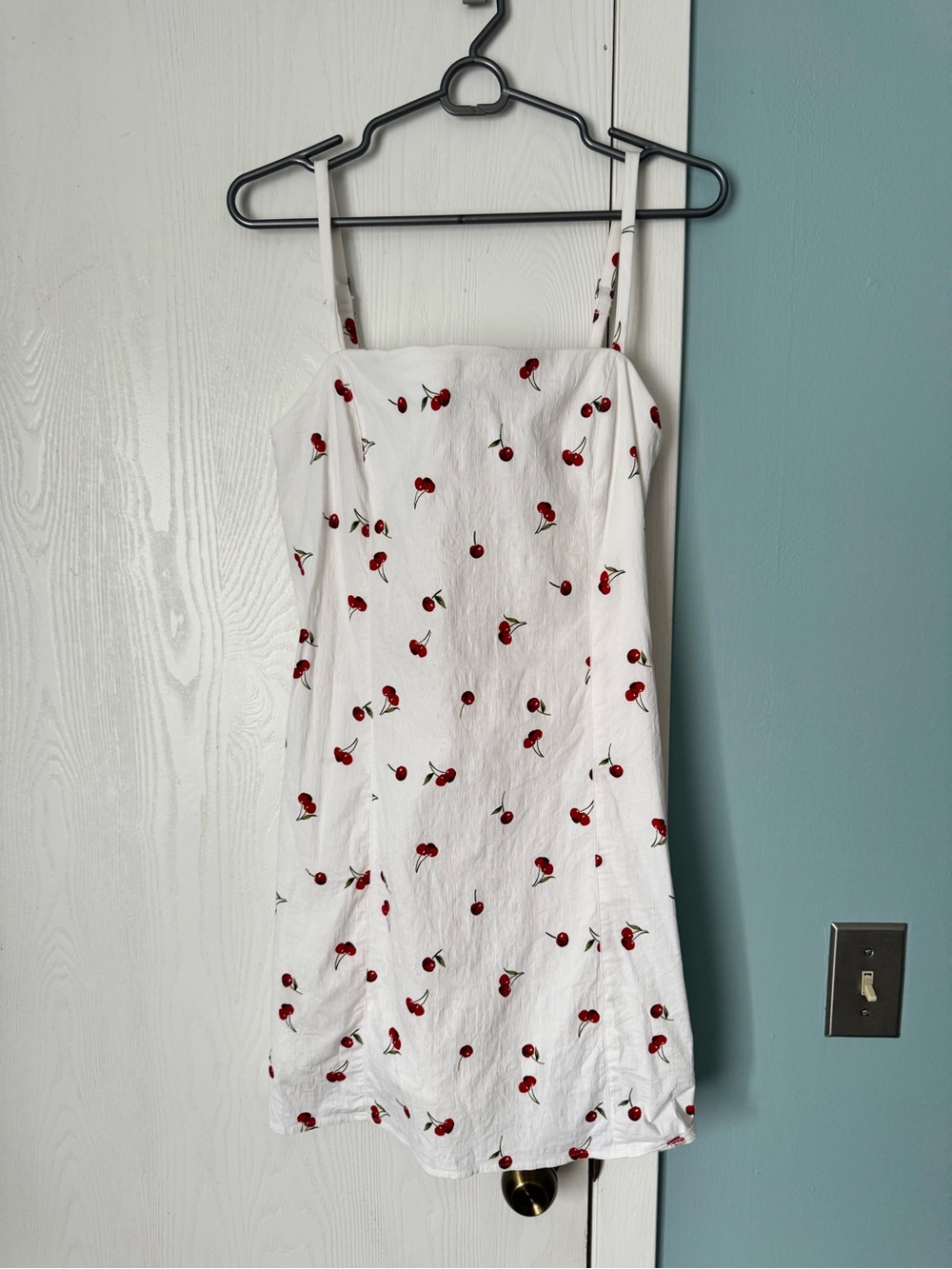 Abercrombie & Fitch White Cherry-Print Mini Dress